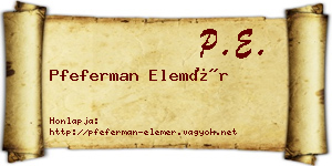 Pfeferman Elemér névjegykártya